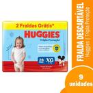 Fralda Descartável Huggies Tripla Proteção Mega Tamanho XG - 9 Pacotes com 28 Fraldas - Tot 252 Trs Leve 2 Trs Grts