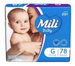Fralda descartável Infantil Bebê Mili Baby Giga Tamanho G Com 78 Fraldas