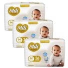 Fralda Descartável Mili Love&Care Tam: M 3 Pacotes c/ 26