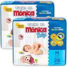 Fralda Descartável Turma da Mônica Baby - Kit com 2 pacotes - Tam M - 56 Fraldas