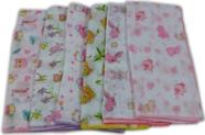 Fralda Estampada Luxo 70x70 Com Crochê Kit Com 5 Pçs
