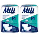 Fralda Geriátrica Adulto Mili Vita Tamanho M - 2 Pacotes com 9 Fraldas (Total 18 Fraldas) com Super Gel