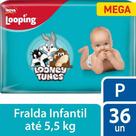Fralda Looping Looney Tunes Mega P com 36 Unidades