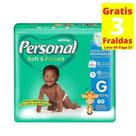 Fralda Personal Hiper 1 Pacote Tamanho G de 8 a 12,5 kg Com 60 Unidades
