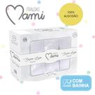Fralda super luxo mami c/ bainha branca 70cm x 70cm caixa contem 05 un