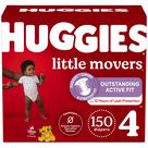 Fraldas Huggies Little Movers, tamanho 4, 22-37 libras, 150 unidades