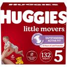 Fraldas Huggies Little Movers, tamanho 5, 27 libras ou mais, 132 unidades x 2