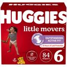 Fraldas Huggies Little Movers, tamanho 6, 35 libras ou mais de 84 unidades