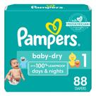 Fraldas Pampers Baby-Dry, tamanho 1, 88 unidades, descartáveis