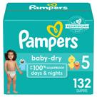 Fraldas Pampers Baby Dry, tamanho 5, 132 unidades, absorvente