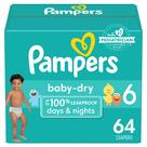 Fraldas Pampers Baby Dry, tamanho 6, 64 unidades, absorvente