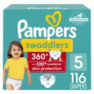 Fraldas Pampers Swaddlers 360 Tamanho 5 - Pacote com 116 Unidades (1 Mês)