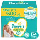 Fraldas Pampers Swaddlers Newborn - Tamanho RN (até 4,5kg) - Pacote com 174 Unidades