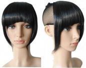 Franja Falsa com tic tac aplique cabelo fibra japonesa preta