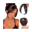 Franja Sintética Cacheada Natural Preta E Castanha Com Clipe Para Extensões De Cabelo