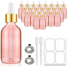 Frasco conta-gotas Bumobum 60ml de vidro rosa, pacote com 24 unidades com acesso.