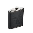 Frasco de aço inoxidável Hip Flask 180 ml com capa de couro preta