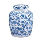 Frasco de gengibre de cerâmica decorativo azul e branco com tampa