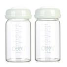 Frasco de leite materno COMI Wide Neck Glass 180 ml (pacote com 2 tampas cinza)