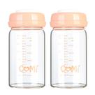 Frasco de leite materno COMI Wide Neck Glass 180 ml (pacote com 2 tampas rosa)