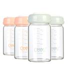 Frasco de leite materno COMI Wide Neck Glass 180mL, 4 pacotes com tampas
