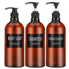 Frasco dispensador Segbeauty Shampoo 1L com bomba, 3 peças, marrom