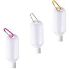 Frasco flip top de plastico para viagem com tampa + mosquetao colors 60ml