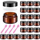 Frascos cosméticos de vidro Honeydak, pacote com 24, 20 ml, âmbar com tampas Frascos cosméticos de vidro Honeydak, pacote com 24, 20 ml, âmbar com tampas