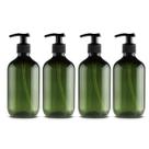 Frascos de bomba de loção Mochiglory 500ml marrom/verde, pacote com 4