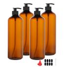Frascos de bomba de plástico zmybcpack 32mL âmbar com caneta e funil Frascos de bomba de plástico zmybcpack 32mL âmbar com caneta e funil