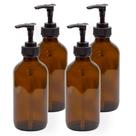 Frascos de bomba de vidro Cornucopia 235ml (pacote com 4, marrom âmbar)