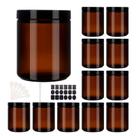 Frascos de cosméticos BPFY 250mL de vidro âmbar com tampas, pacote com 12 unidades de 250mL