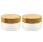 Frascos de creme Furnido Frosted Glass 100mL com tampa de bambu, pacote com 2