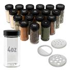 Frascos de especiarias AllSpice 4 copos de 120 ml com tampas e coqueteleiras, pacote com 18