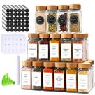 Frascos de especiarias DIMBRAH de 120 ml de vidro com tampas de bambu, 24 unidades com etiquetas
