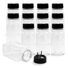 Frascos de especiarias Royal House de 9,5 onças/280 ml de plástico com tampa preta x12