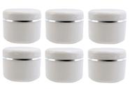 Frascos de plástico para cosméticos ericotry 50mL White Silver Edge x6