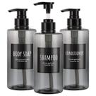 Frascos de shampoo recarregáveis Segbeauty 500mL (pacote com 3) Cinza Frascos de shampoo recarregáveis Segbeauty 500mL (pacote com 3) Cinza
