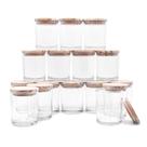 Frascos de vela com vidro espesso de 210 ml com tampas de madeira, 16 unidades