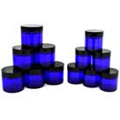 Frascos de vidro azul cobalto 30mL e 60mL para cosméticos com tampas x12