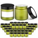 Frascos de vidro Bumobum 2 onças/60 ml com tampas, pacote com 48 unidades verdes redondas