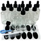 Frascos de vidro com conta-gotas 60 ml, kit com 12 unidades, transparentes para óleos
