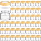 Frascos de vidro Layhit 96 unidades transparentes de 60 mL com tampas e rótulos de 2 onças