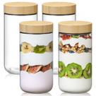 Frascos de vidro NETANY, pacote com 4, 710 mL com tampas herméticas e tampas de bambu