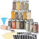 Frascos de Vidro para Especiarias AOZITA - Kit com 24 Unidades de 120ml, Etiquetas e Funil