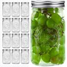 Frascos Mason eleganttime Wide Mouth 946 ml com tampas e faixas x12