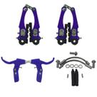 Freio V-brake Ferro/Nylon com Manete Nylon Azul Freio V-brake Ferro/Nylon com Manete Nylon Azul