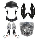 Frente Farol Completa CG150 Titan 2014 2015 Fan 160 2016 a 2021 Preto Piscas Cristais