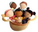 Friendship Dolls Snuggle Stuffs Basket of Buddies, conjunto de 5 Friendship Dolls Snuggle Stuffs Basket of Buddies, conjunto de 5