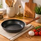 Frigideira 22cm Alumínio Revestimento Interno Antiaderente Multifuncional Black Wood Fogão Elétrico a Gás Indução Vitrocerâmico